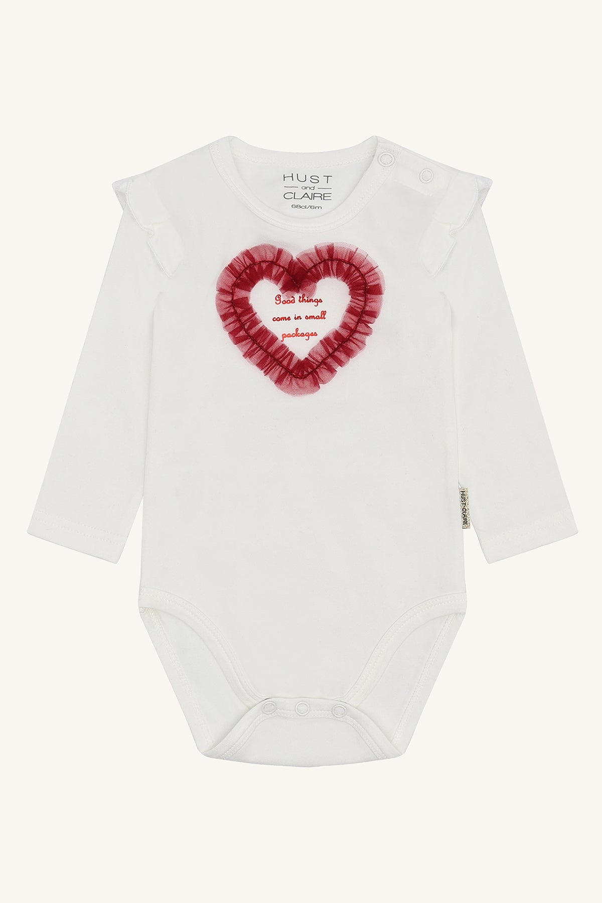 Hust & Claire "Body langarm" mit Herz aus Rüsche - Sugar