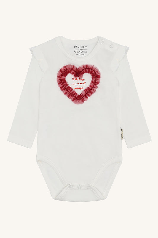 Hust & Claire "Body langarm" mit Herz aus Rüsche - Sugar