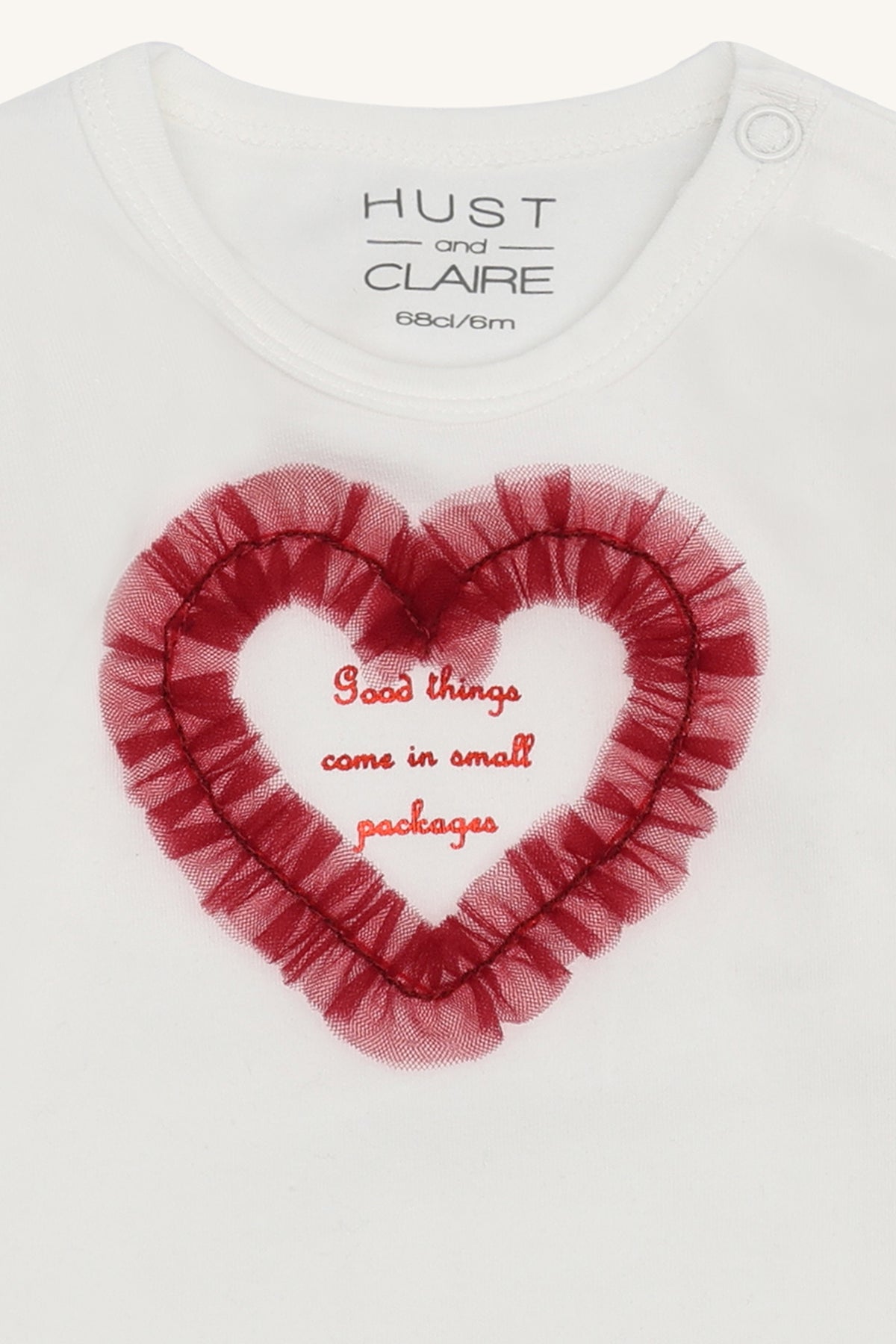 Hust & Claire "Body langarm" mit Herz aus Rüsche - Sugar