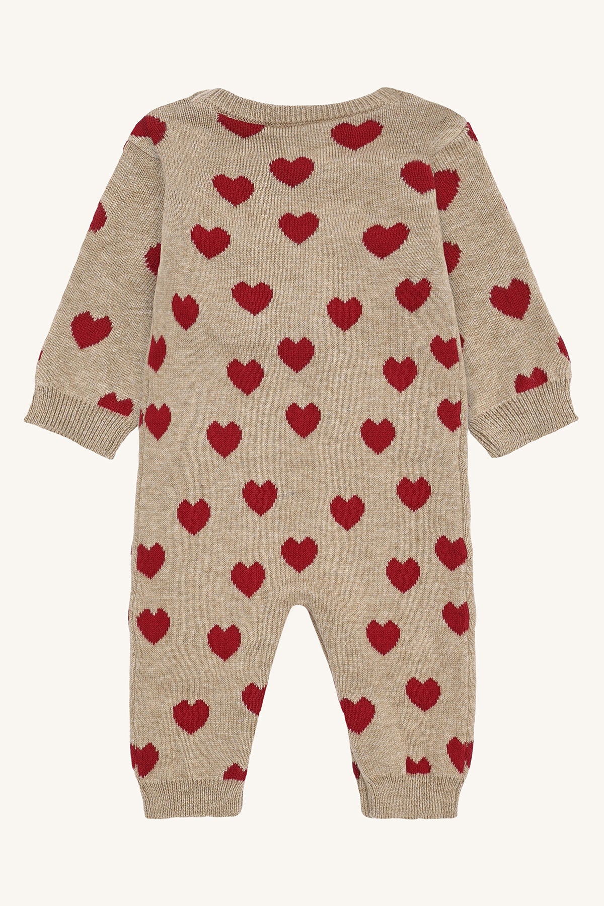 Hust & Claire "Strampler aus Strick" mit Herzchen - Biscuit