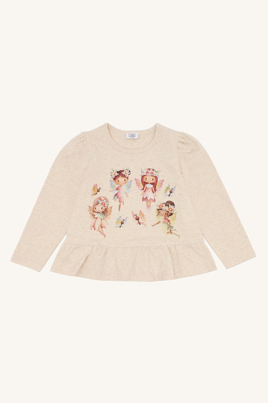 Hust & Claire Langarmshirt Alma - Wheat Melange