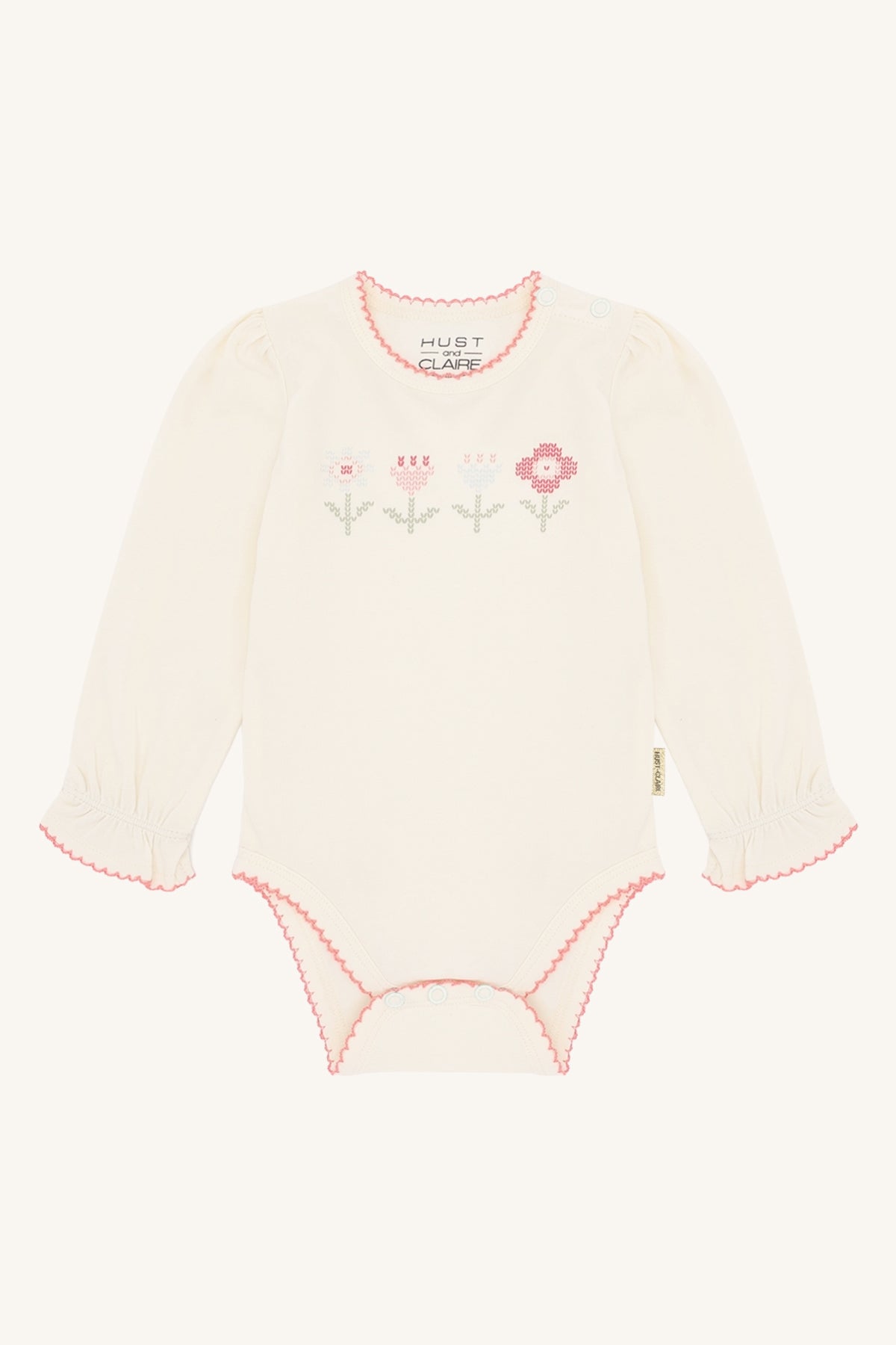 Hust & Claire Body langarm Britt mit Stickerei - Ivory