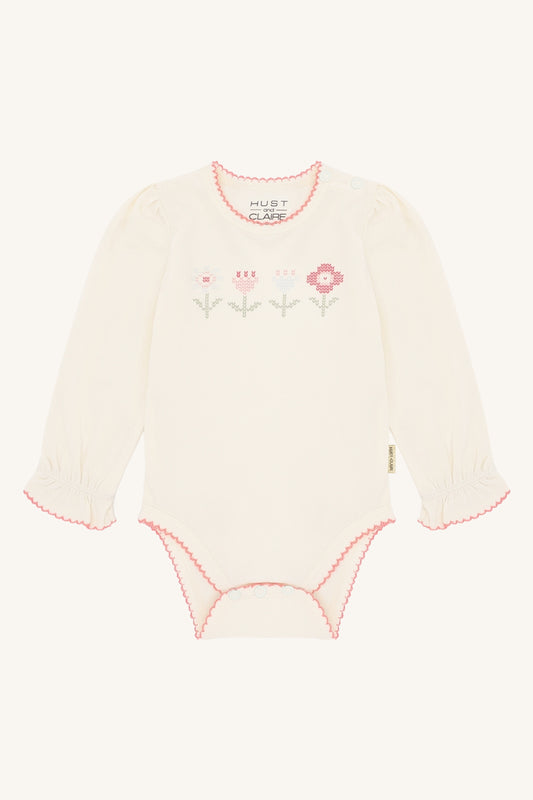 Hust & Claire Body langarm Britt mit Stickerei - Ivory