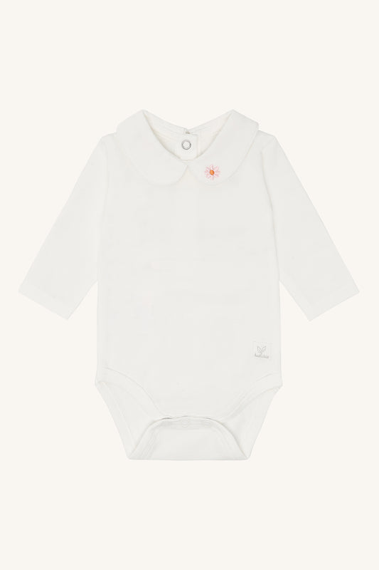 Hust & Claire Body langarm mit Kragen und Stickerei - Quartz