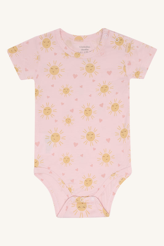 Hust & Claire Body kurzarm Buller, allover Druck Sonne - Chalk pink