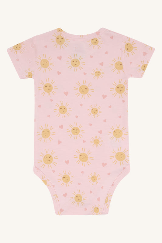 Hust & Claire Body kurzarm Buller, allover Druck Sonne - Chalk pink