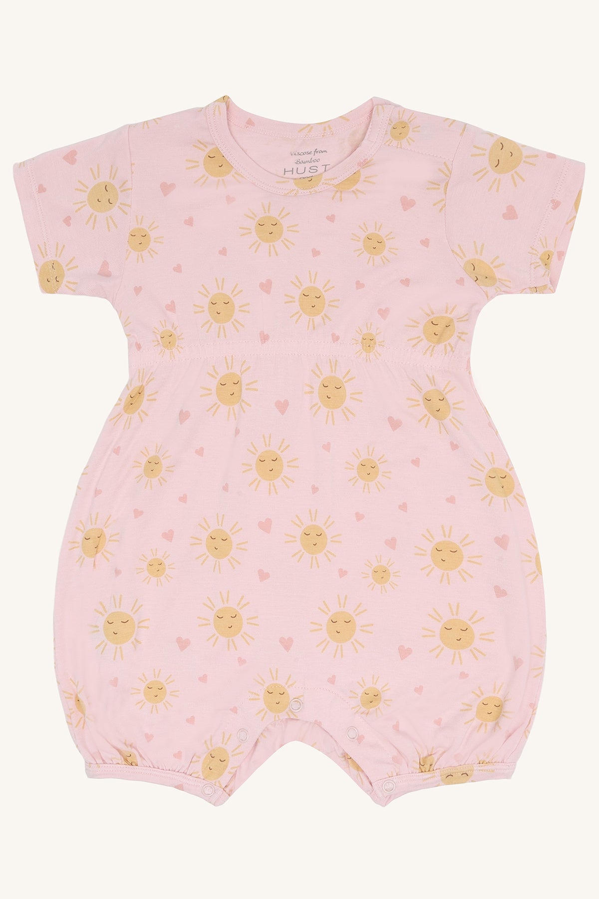 Hust & Caire Sommerstrampler Milu, allover Druck Sonne - Chalk Pink