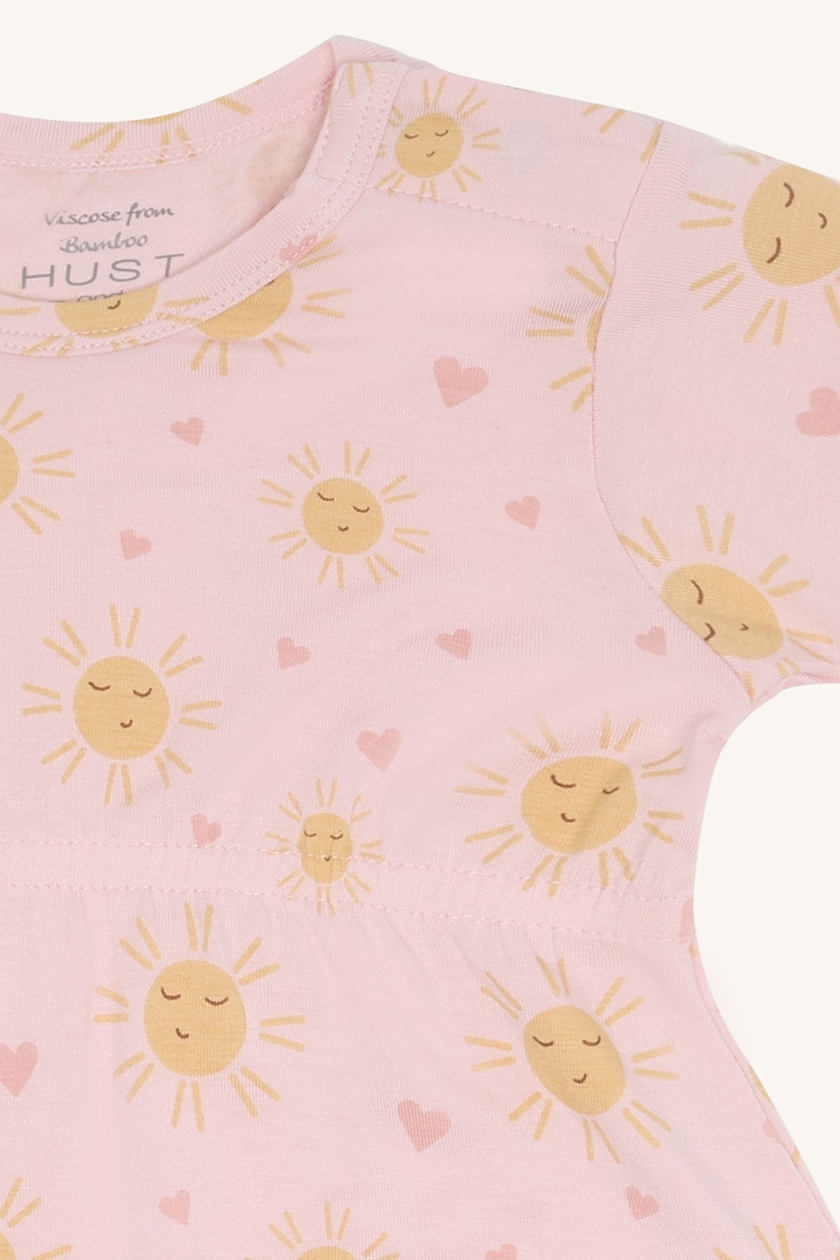 Hust & Caire Sommerstrampler Milu, allover Druck Sonne - Chalk Pink