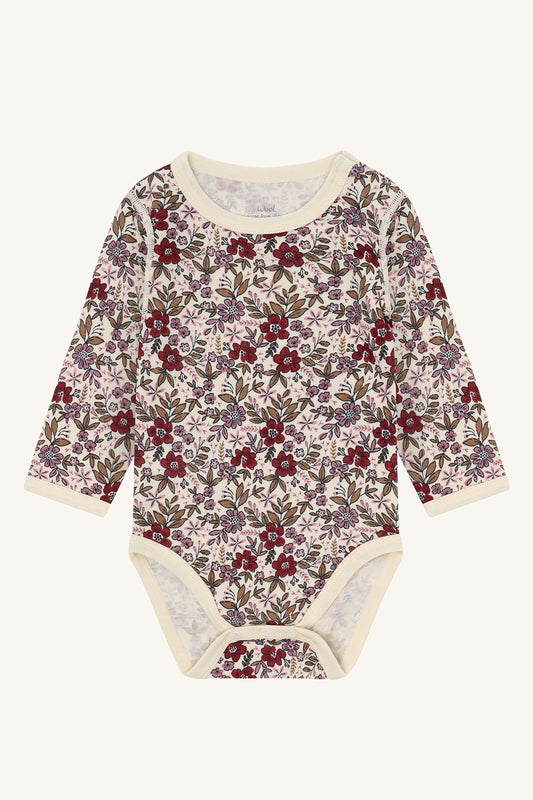 Hust & Claire "Body langarm" Bambus, allover Print - Off White