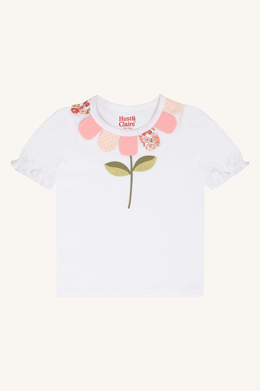 Hust & Claire T-Shirt mit außergewöhnlichem Kragen - Weiß