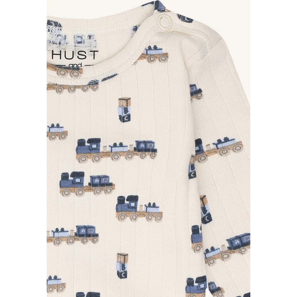 Hust & Claire Body langarm mit Print - Off White