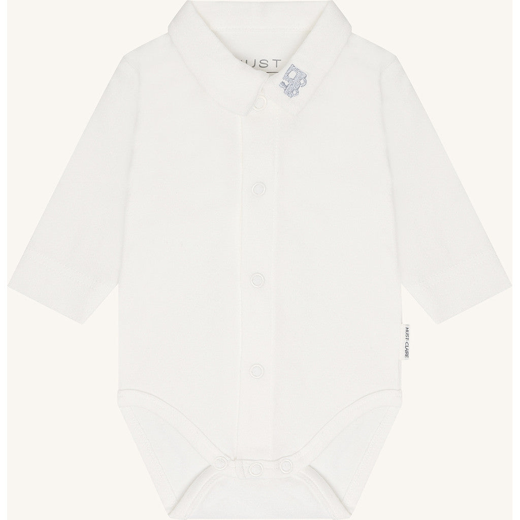 Hust & Claire Body langarm mit kleiner Stickerei am Kragen -  Ivory
