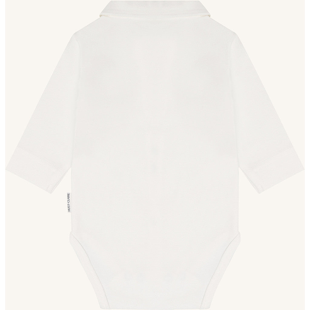 Hust & Claire Body langarm mit kleiner Stickerei am Kragen -  Ivory
