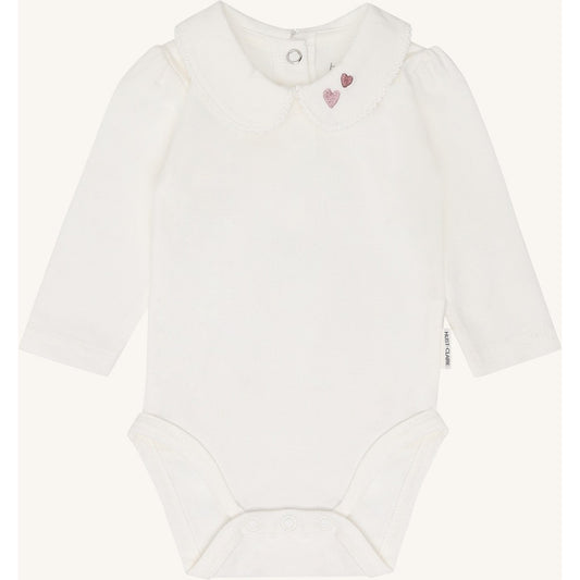 Hust & Claire Body langarm mit Kragen und kleiner Stickerei - Ivory