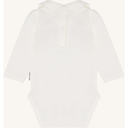 Hust & Claire Body langarm mit Kragen und kleiner Stickerei - Ivory