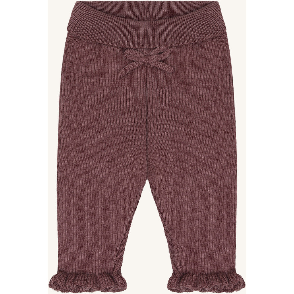 Hust & Claire Strickhose mit kleiner Schleife - Plum
