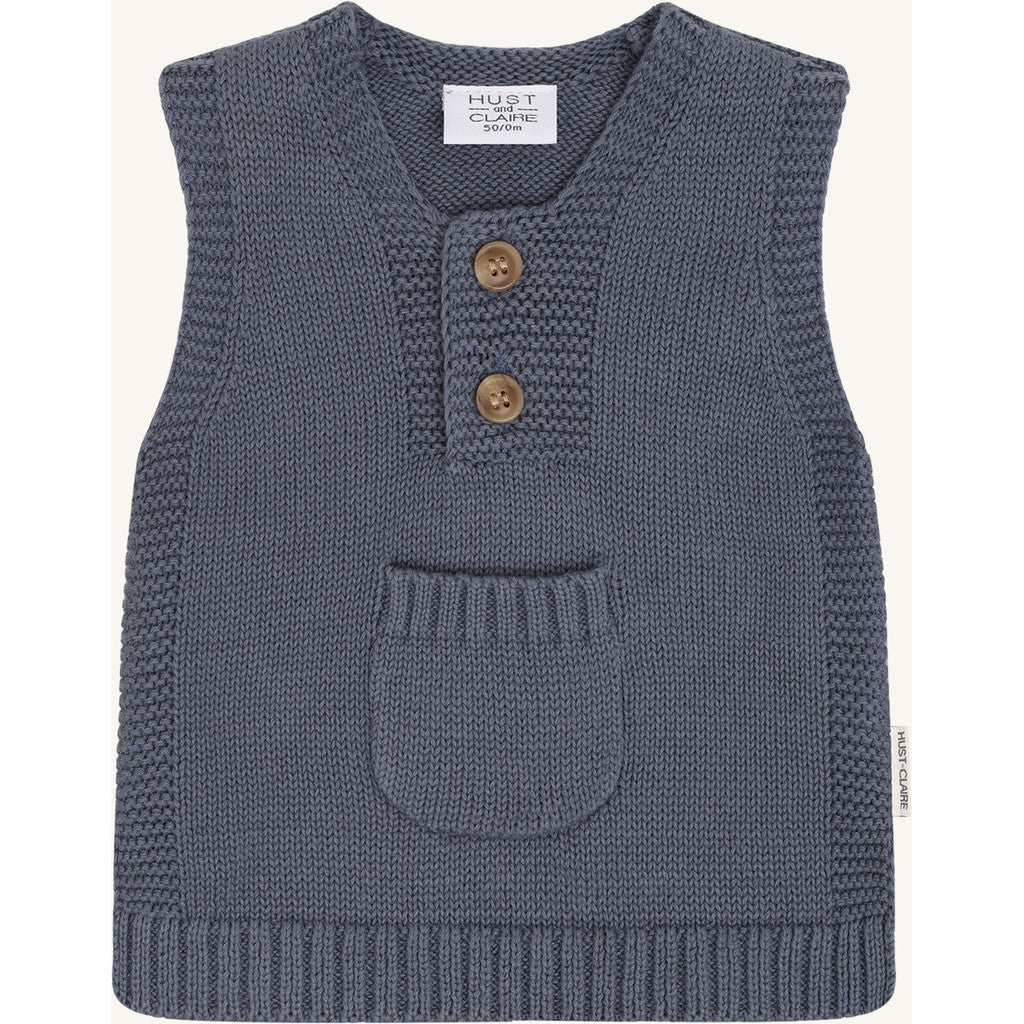 Hust & Claire Strick Pullunder mit kleiner Tasche und Knöpfe - Blue Storm