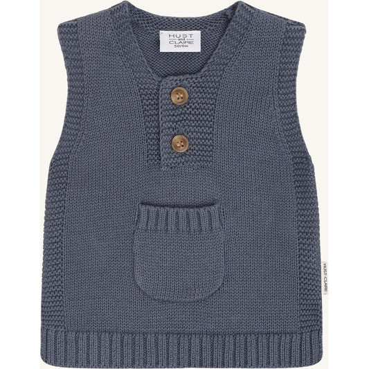 Hust & Claire Strick Pullunder mit kleiner Tasche und Knöpfe - Blue Storm