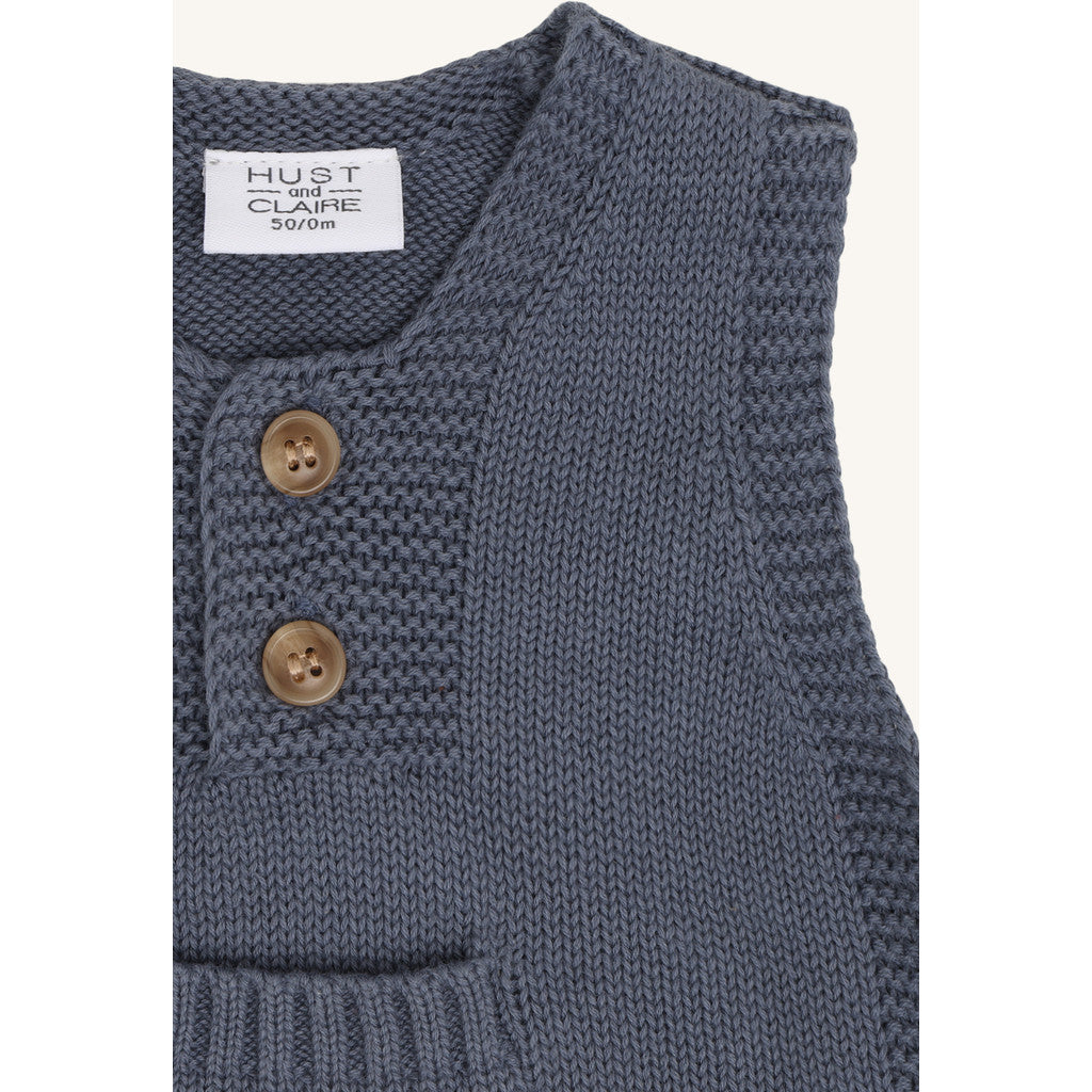 Hust & Claire Strick Pullunder mit kleiner Tasche und Knöpfe - Blue Storm