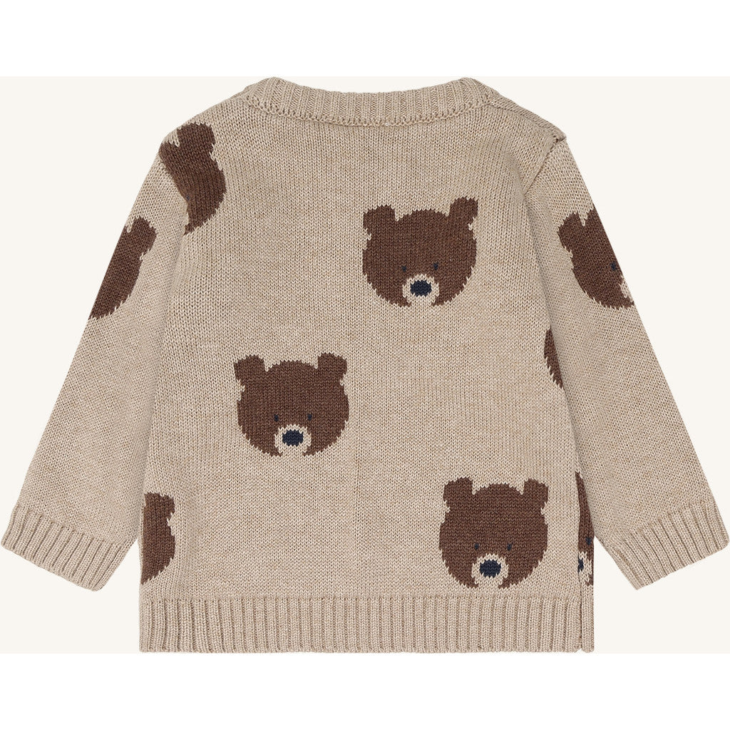 Hust & Claire Strickpullover mit Bärchenmuster - Beige Melange