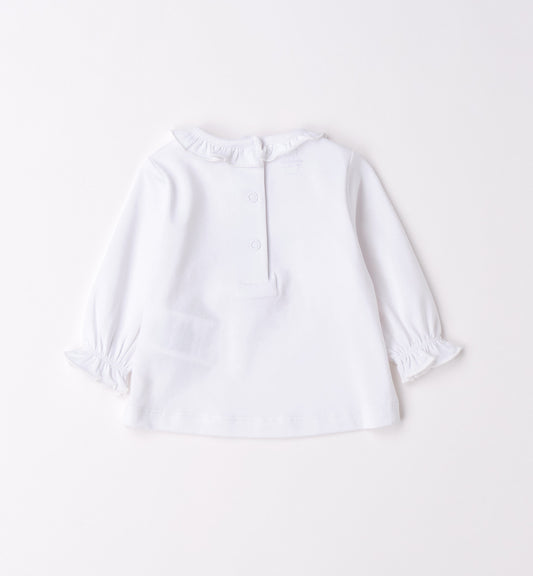 Minibanda Langarmshirt mit Druck und Rüschen - Weiß