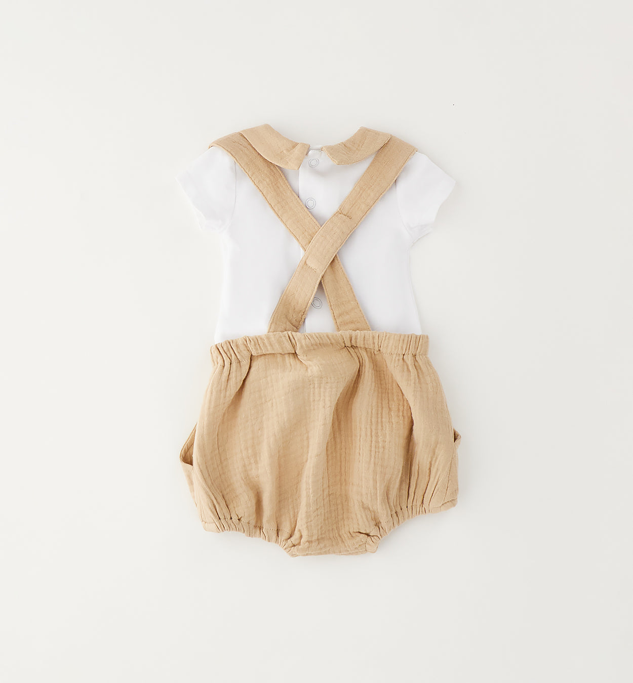 Minibanda Set, Body und Latzshorts - Weiß/Beige