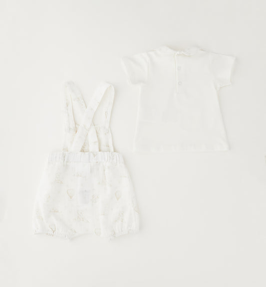 Minibanda Set, Shirt und Latzshorts - Weiß