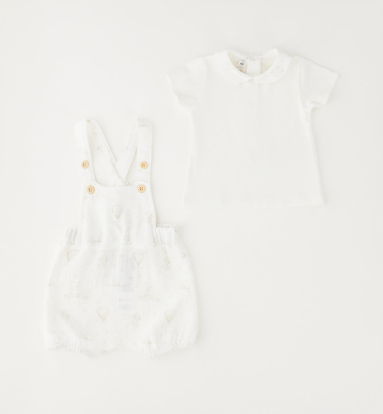 Minibanda Set, Shirt und Latzshorts - Weiß