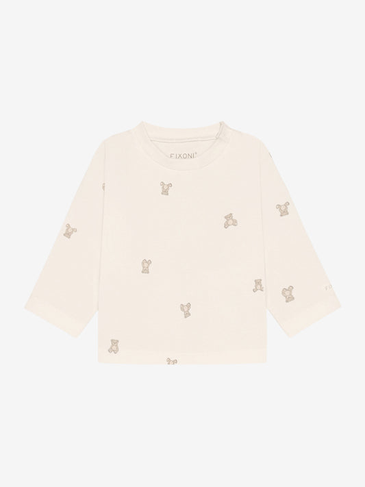 Fixoni T-Shirt langarm mit süßem Bärchen Allover Druck - Pure Cashmere