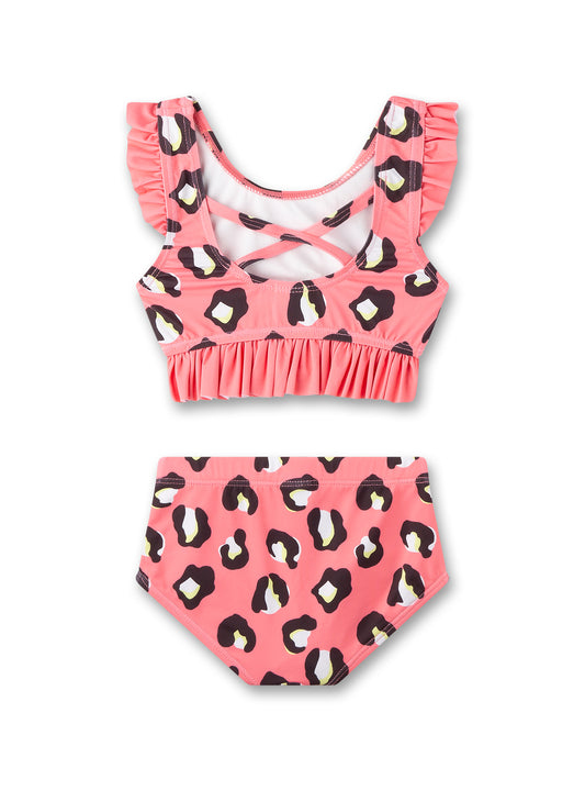 Sanetta Bikini im Leo-Look mit Rüsche - Soft Pink