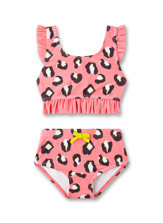 Sanetta Bikini im Leo-Look mit Rüsche - Soft Pink