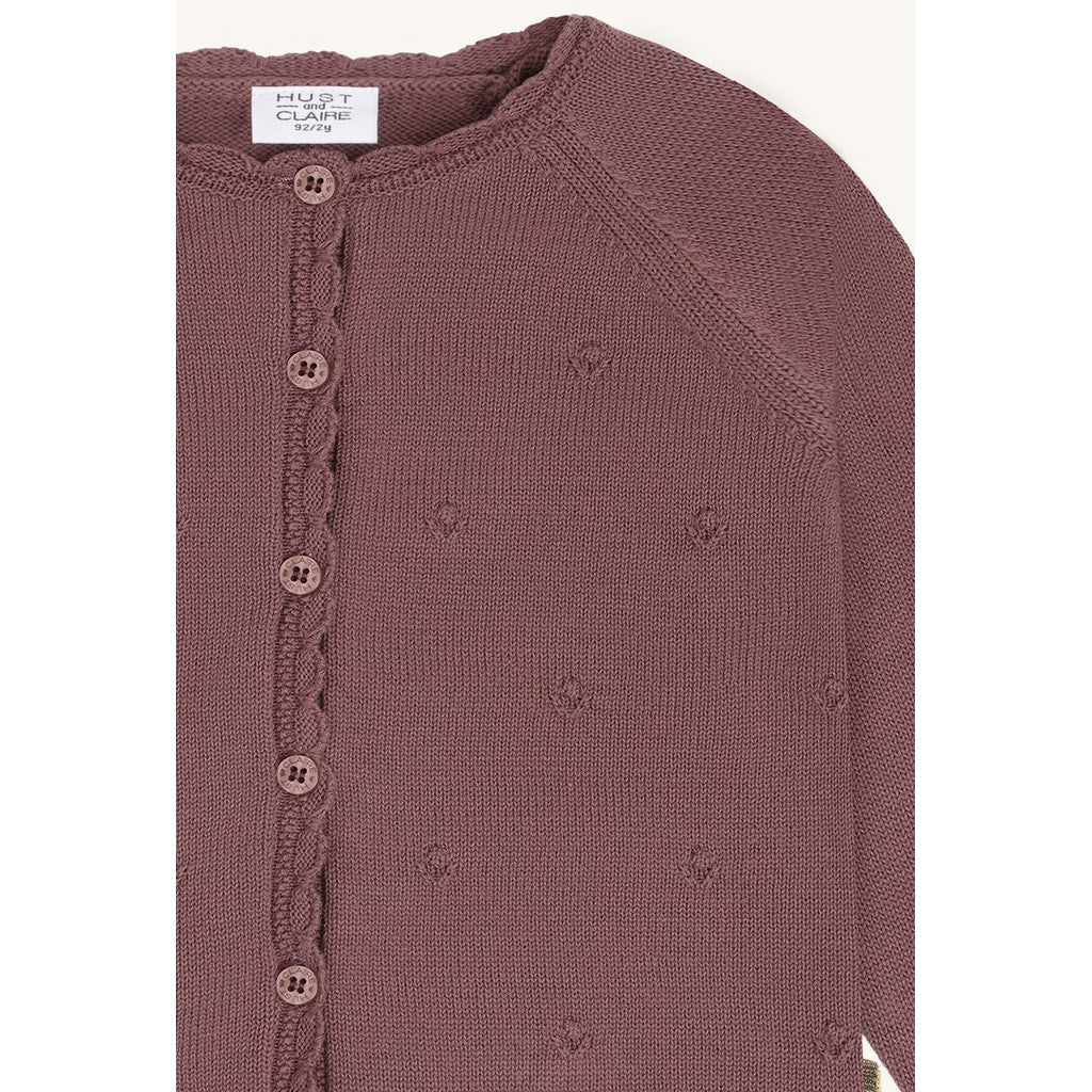 Hust & Claire Strickjacke mit Knopfleiste - Plum