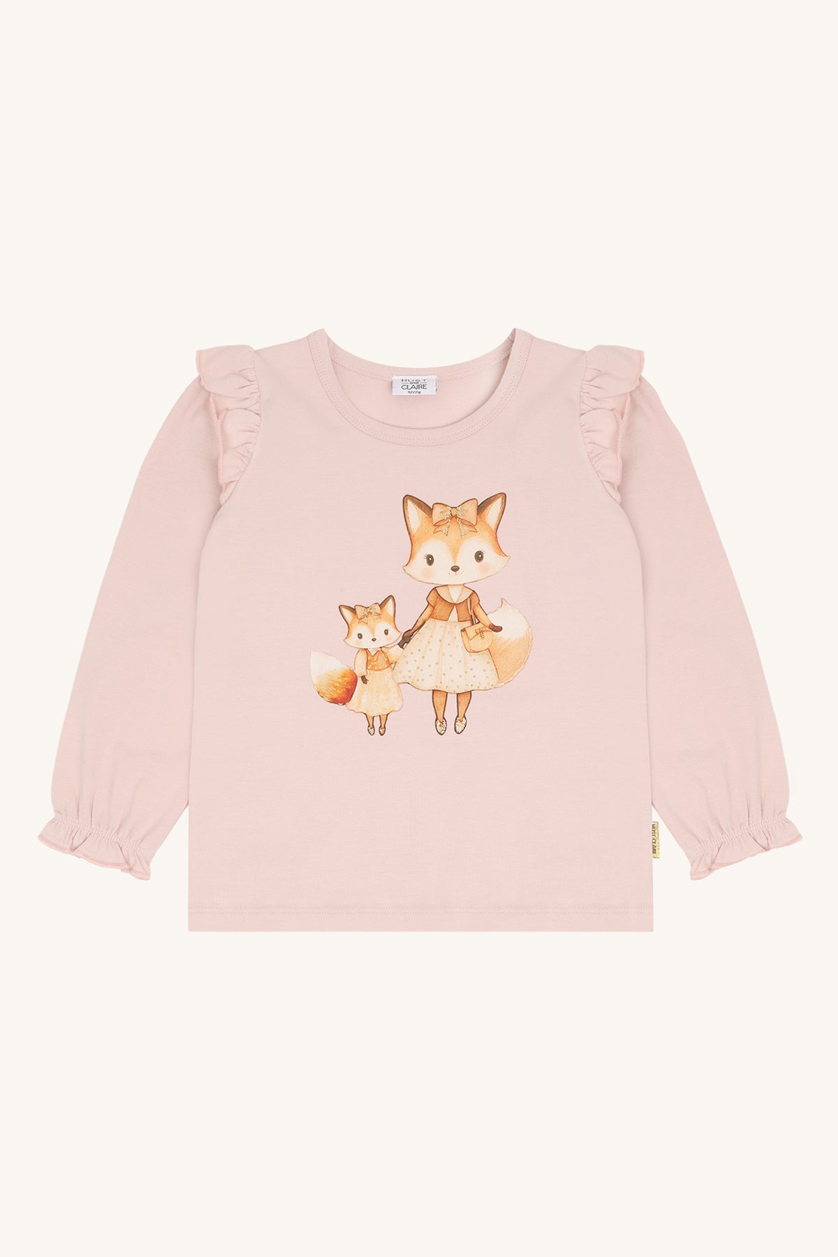 Hust & Claire Langarmshirt mit Druck und Volant - Hushed Pink