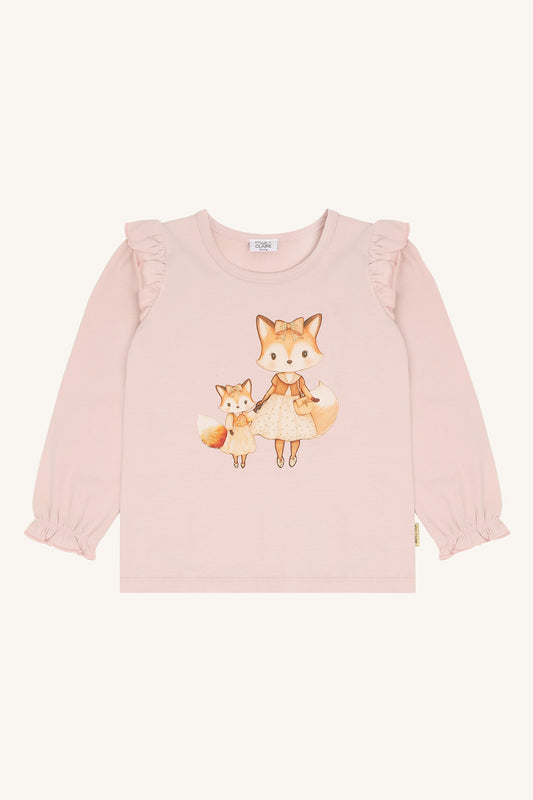 Hust & Claire Langarmshirt mit Druck und Volant - Hushed Pink