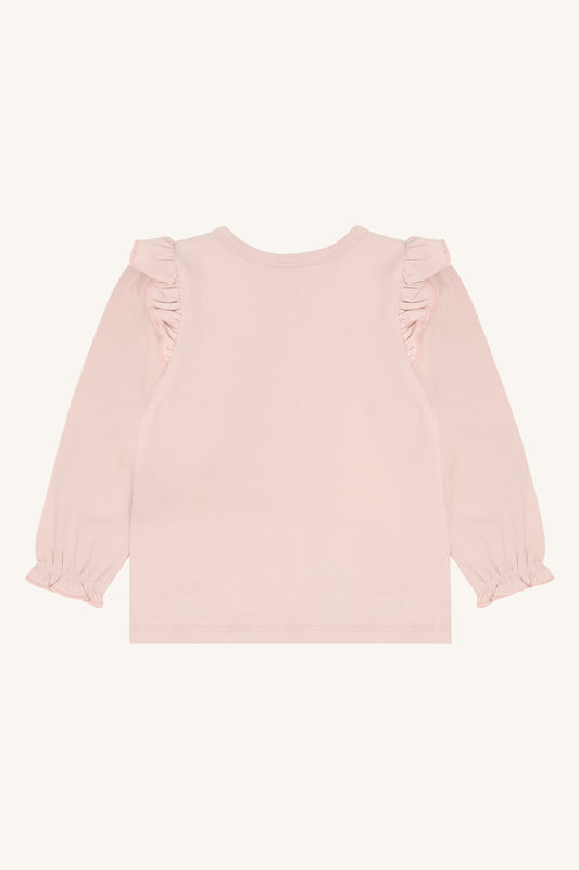 Hust & Claire Langarmshirt mit Druck und Volant - Hushed Pink