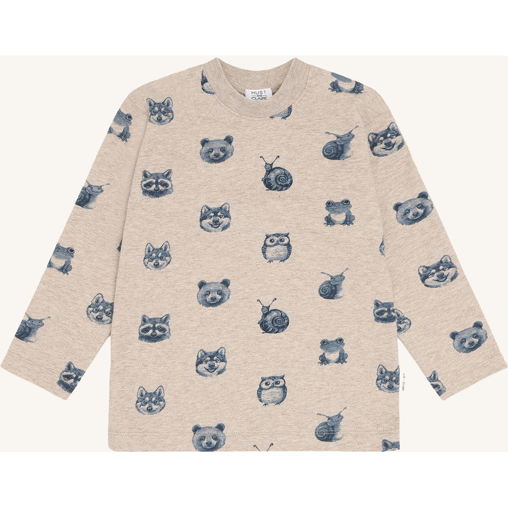 Hust & Claire T-Shirt langarm mit einem Allover Druck - Beige Melange