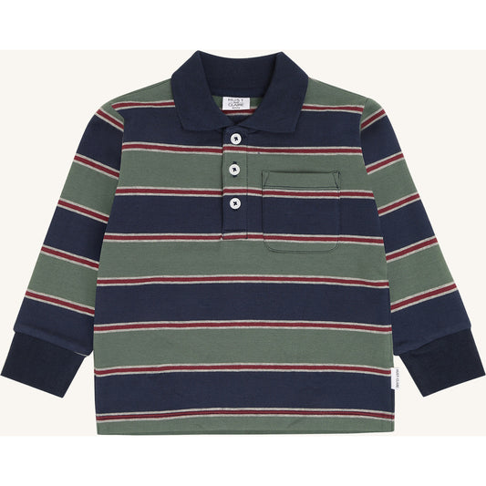 Hust & Claire Poloshirt mit Bündchen, gestreift - Balsam Green