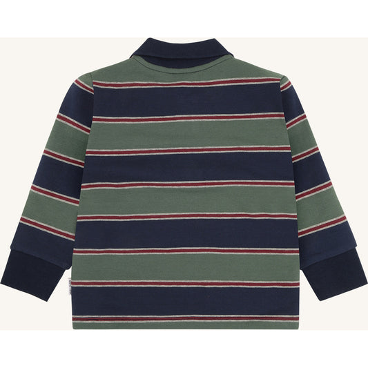 Hust & Claire Poloshirt mit Bündchen, gestreift - Balsam Green