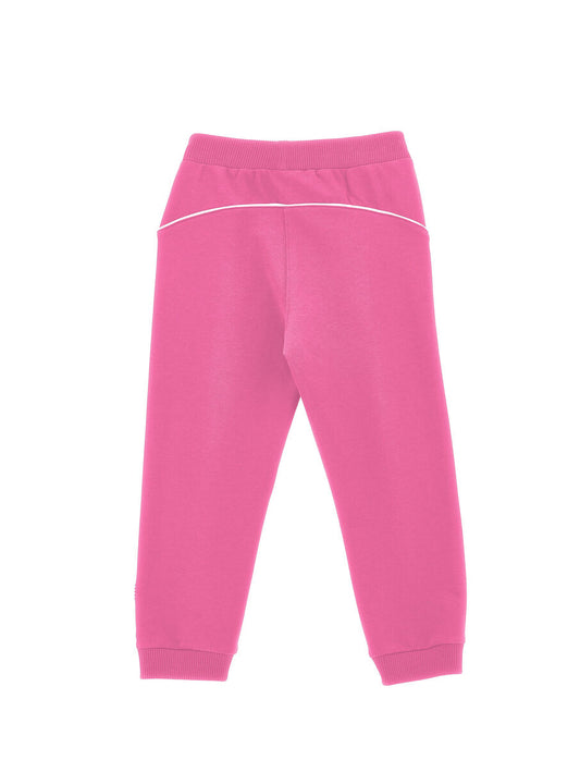 Monnalisa Zweifarbige Jogginghose mit Strassherz - Ciclamo+Bianco Pink/Weiss
