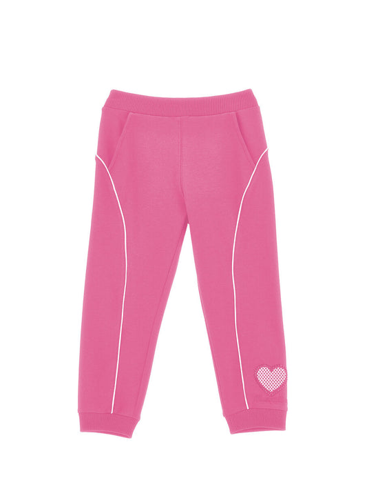 Monnalisa Zweifarbige Jogginghose mit Strassherz - Ciclamo+Bianco Pink/Weiss