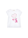 Bild in Galerie-Betrachter laden, Monnalisa T-Shirt im Tennis-Style mit Glitzer - Bianco+Ciliegia Weiß/Pink

