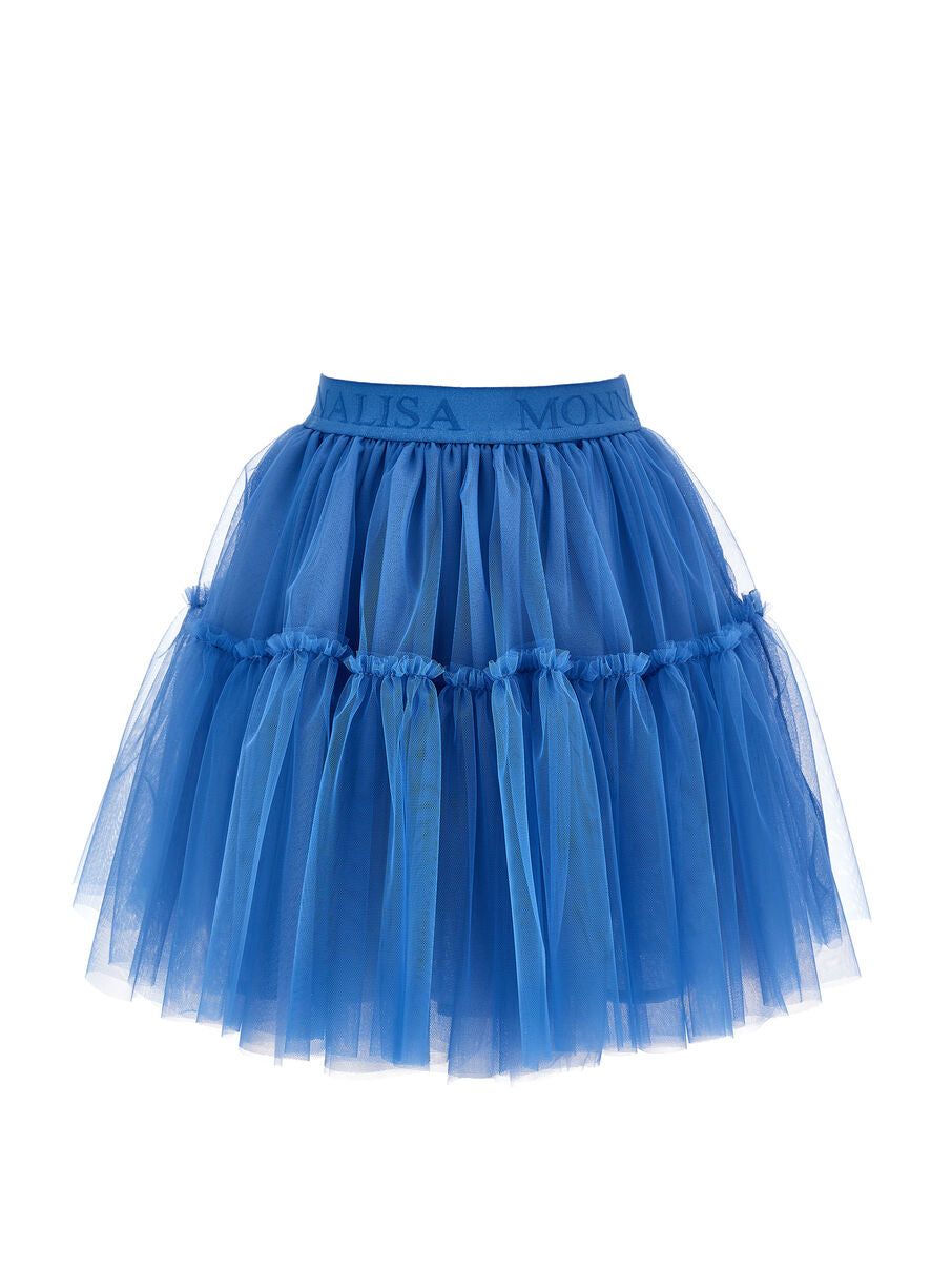 Monnalisa Tutu-Rock aus handseidenem Tüll - Avio+Cartazucchero Blau