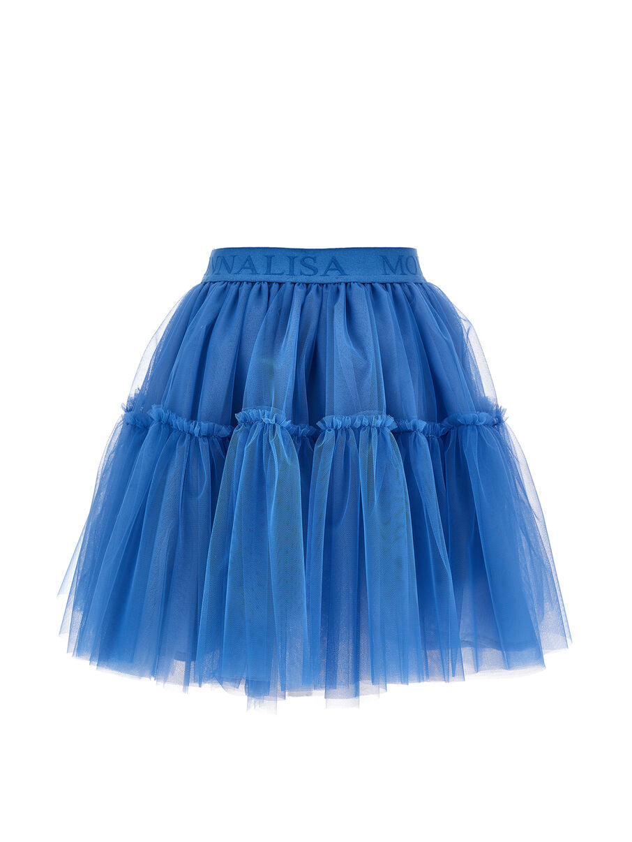 Monnalisa Tutu-Rock aus handseidenem Tüll - Avio+Cartazucchero Blau