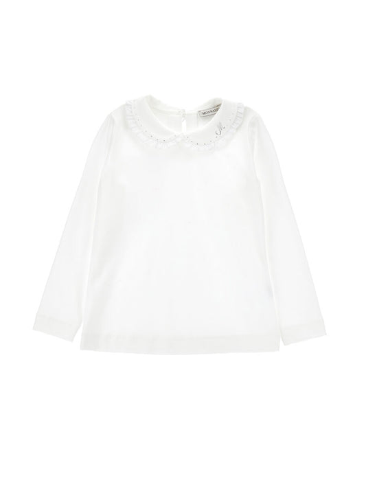Monnalisa "Langarmshirt" mit Strasssteinen - Bianco