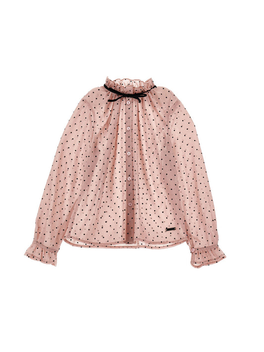 Monnalisa "Bluse mit Punkten und Rüsche"