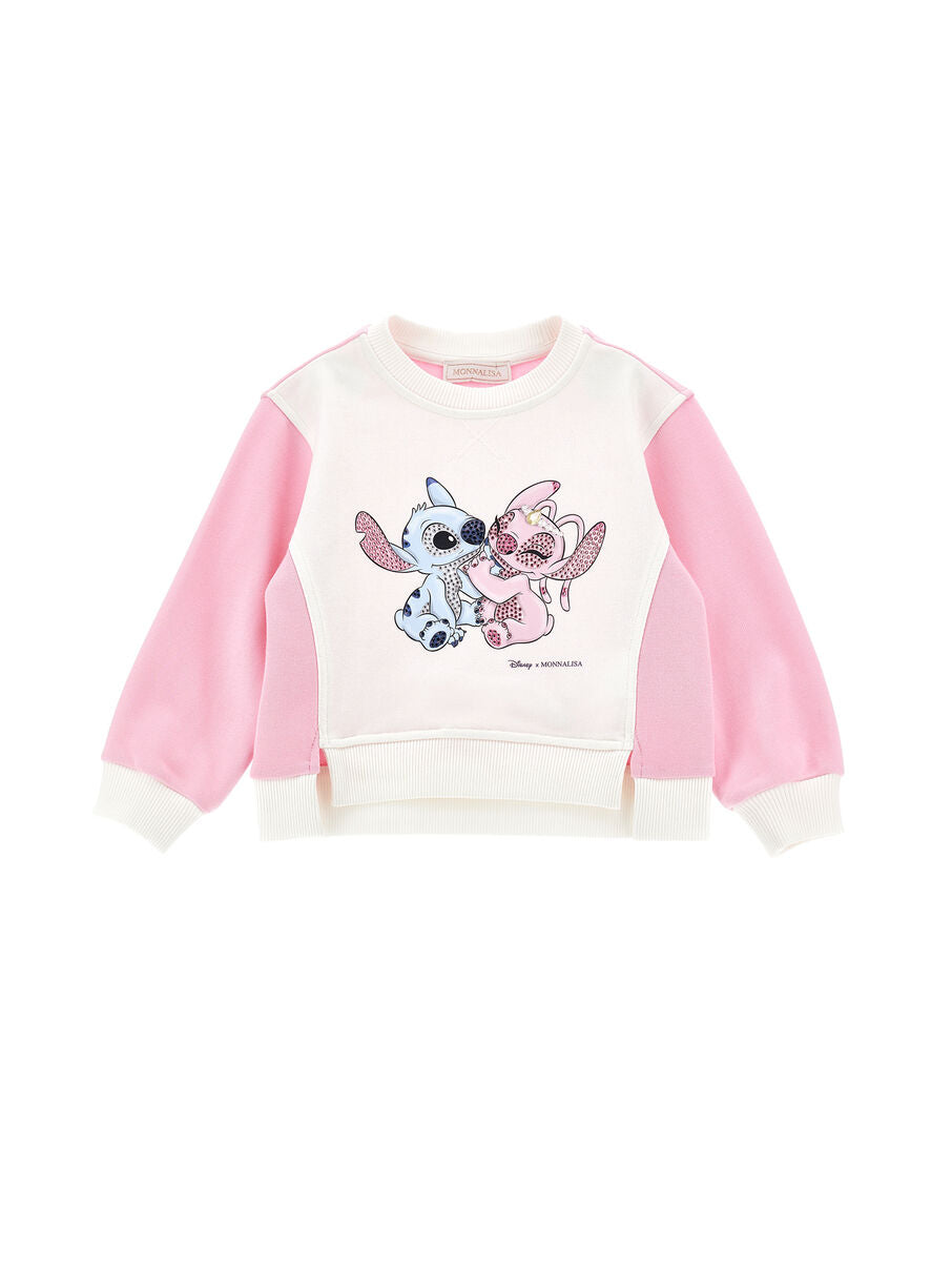 Monnalisa "Stitch & Angel Sweatshirt" -  Rosa