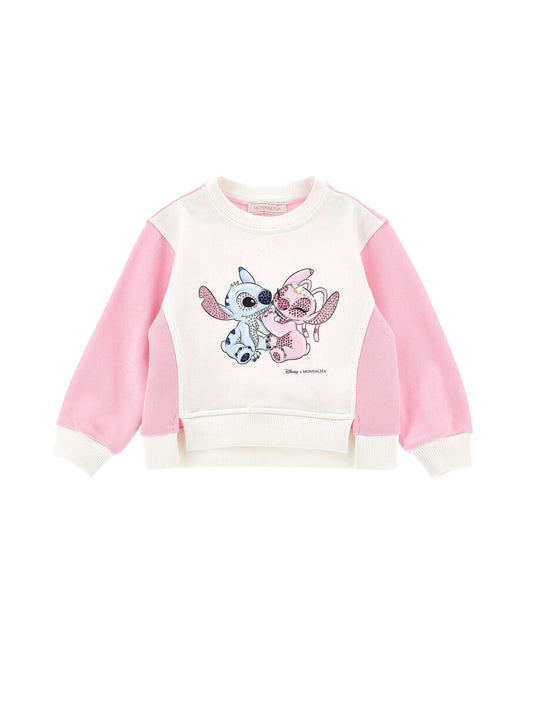 Monnalisa "Stitch & Angel Sweatshirt" -  Rosa