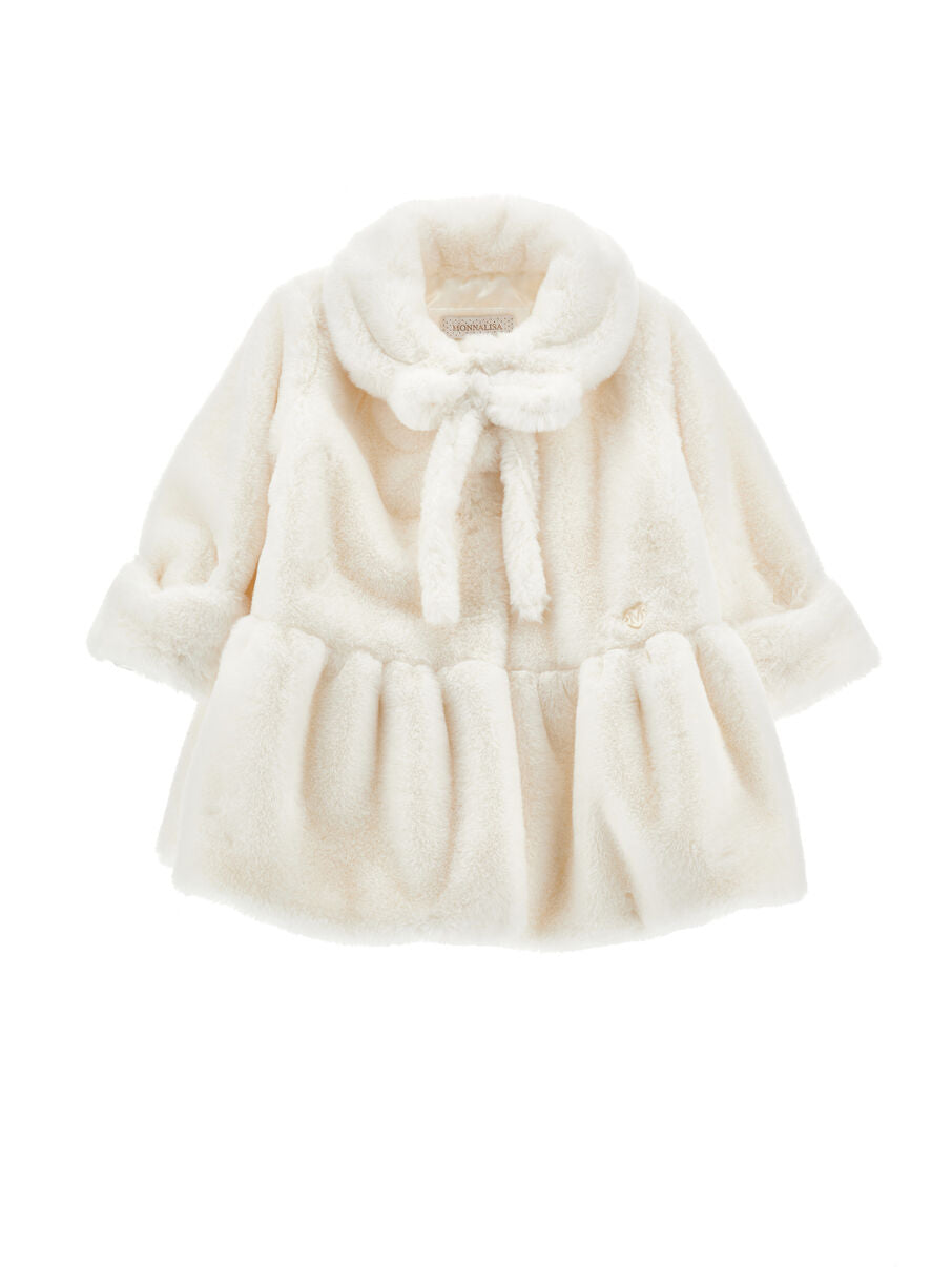 Monnalisa "Plüschjacke" mit Schleife - Creme