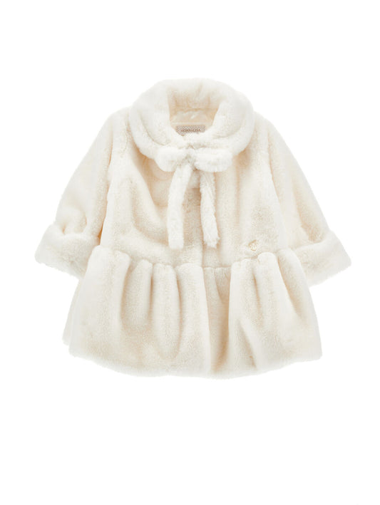 Monnalisa "Plüschjacke" mit Schleife - Creme