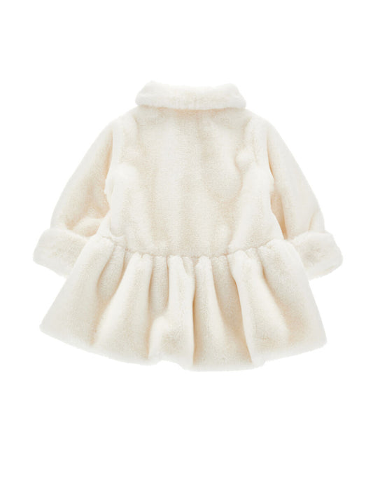 Monnalisa "Plüschjacke" mit Schleife - Creme